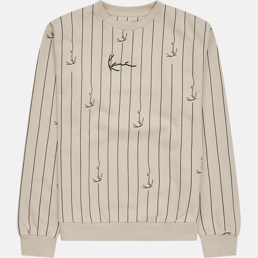 Karl Kani Sweatshirts SMALL SIGNATURE LOGO PINSTRIPE CREW OFF WHITE